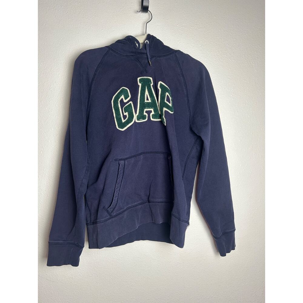 GAP Hoodie Pullover Big Center Logo Varsity Preppy Blue size Medium